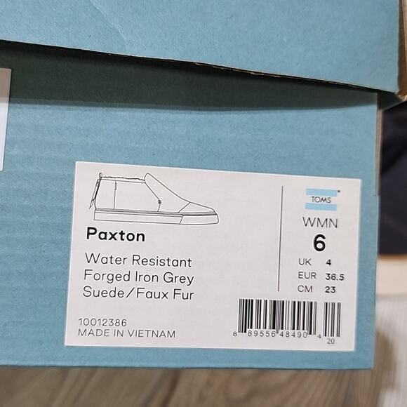 TOMS Paxton Forged Iron Grey Suede/Faux Fur Sneaker, Ankle Boot, Women's 6, NIB - Picture 11 of 14